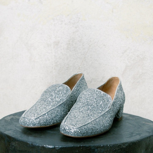Hava Heels, silver glitter